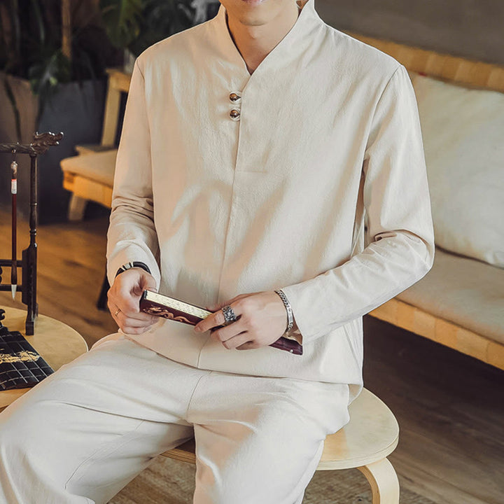 Buddha Stonesコットンシャツ 足首丈パンツ ポケット付き メンズ 瞑想用クロスセット 2点セット - image 8