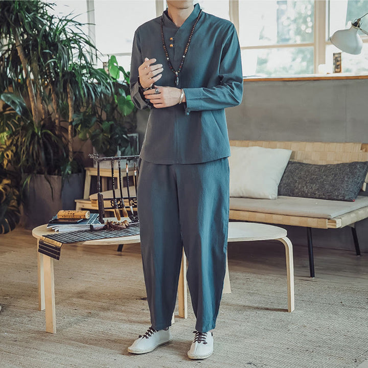 Buddha Stonesコットンシャツ 足首丈パンツ ポケット付き メンズ 瞑想用クロスセット 2点セット - image 20