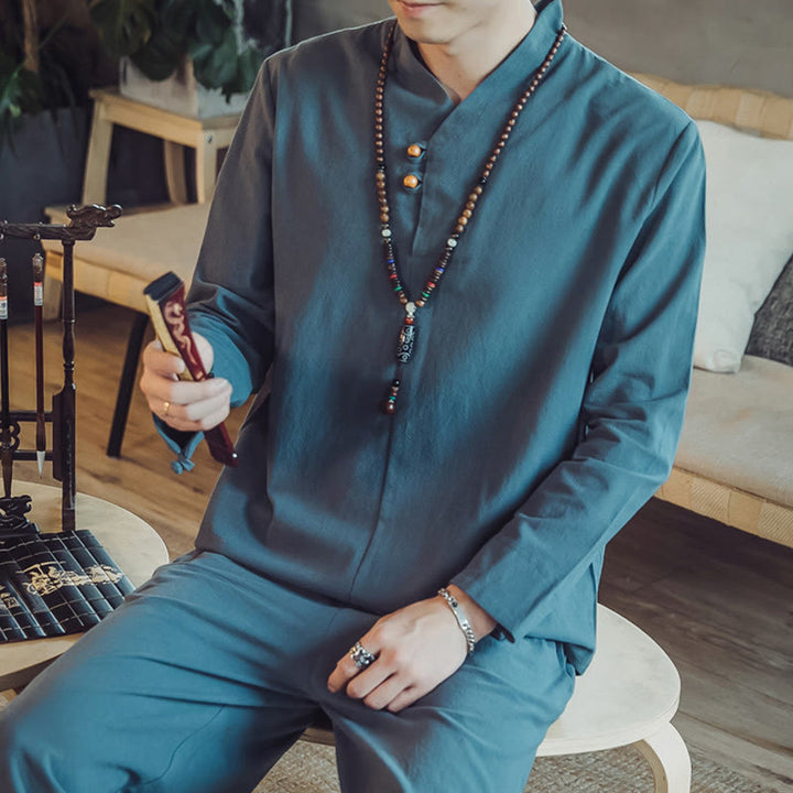 Buddha Stonesコットンシャツ 足首丈パンツ ポケット付き メンズ 瞑想用クロスセット 2点セット - image 25