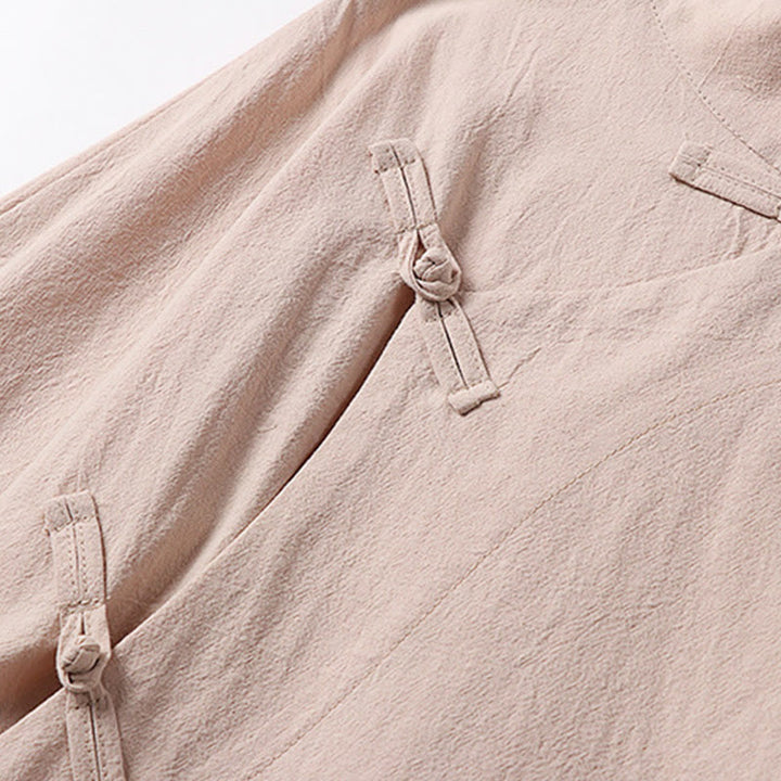 Buddha Stonesヴィンテージプレーンチャイニーズフロッグボタンコットン長袖メンズシャツ - image 7