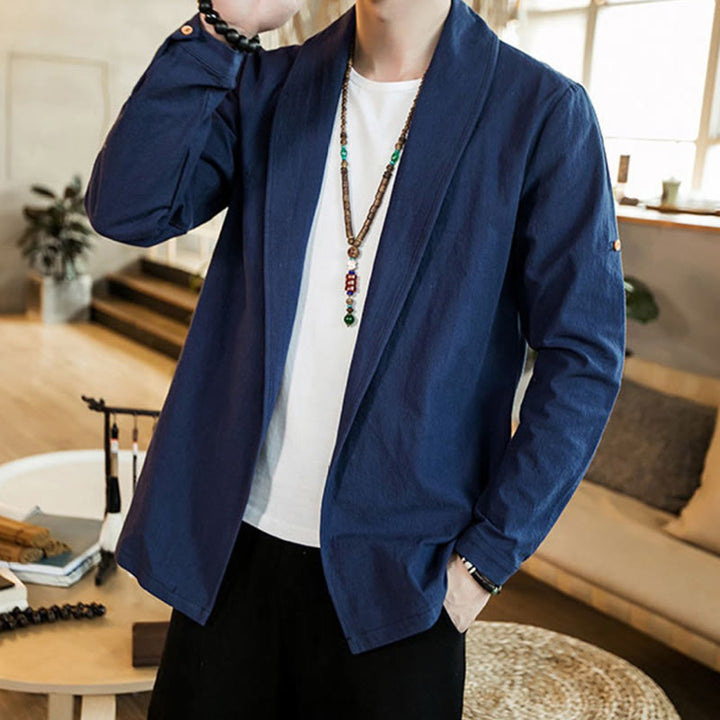 Buddha Stonesヴィンテージ プレーンラペル オープンフロントジャケット コットン メンズ 着物 - image 6