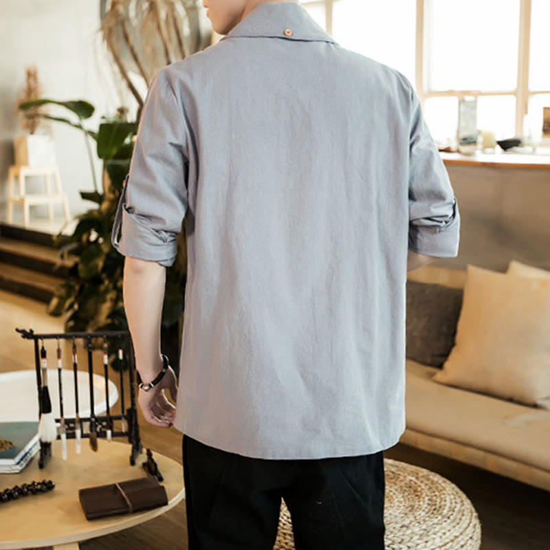 Buddha Stonesヴィンテージ プレーンラペル オープンフロントジャケット コットン メンズ 着物 - image 10