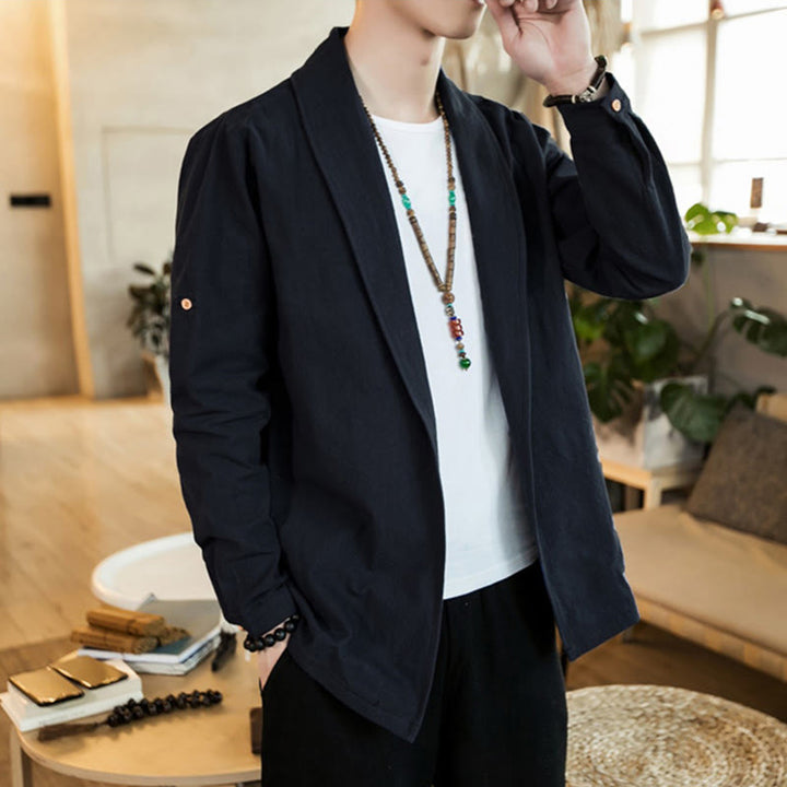 Buddha Stonesヴィンテージ プレーンラペル オープンフロントジャケット コットン メンズ 着物 - image 18