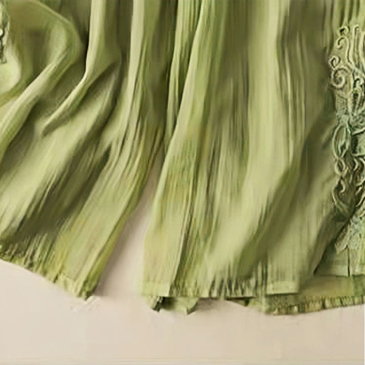 Buddha Stonesレトロ カジュアル 刺繍デザイン ドローストリング コットンリネン レディース ワイドレッグパンツ ポケット付き - image 7