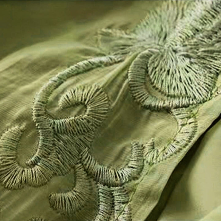 Buddha Stonesレトロ カジュアル 刺繍デザイン ドローストリング コットンリネン レディース ワイドレッグパンツ ポケット付き - image 6