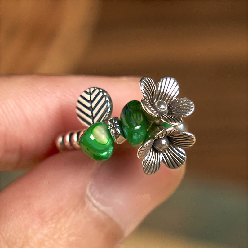 Buddha Stonesの花柄銅合金幸運弾性ロープリング - image 9