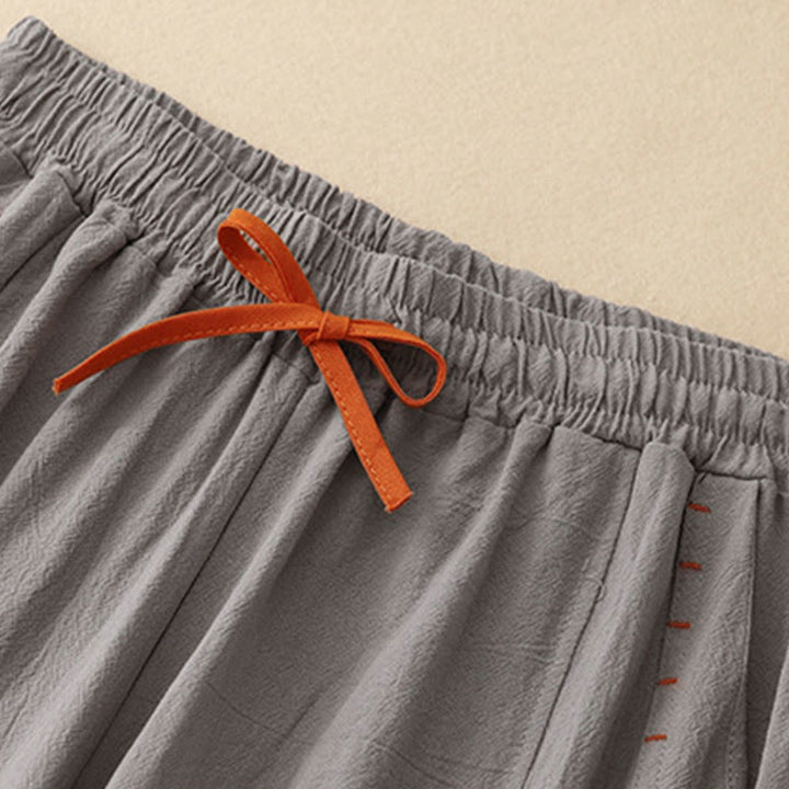 Buddha Stonesカジュアル サイドスリットデザイン コットン レディース ワイドレッグ 7-8丈パンツ ポケット付き - image 11