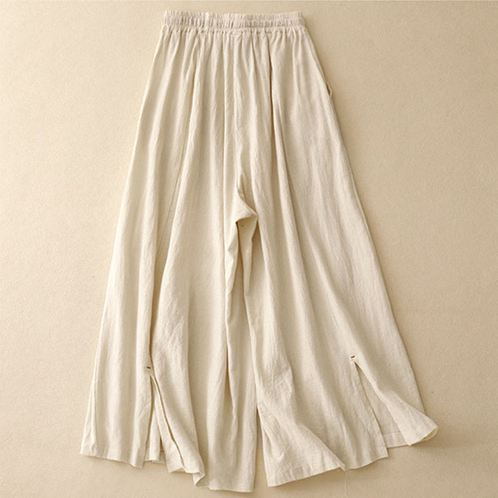 Buddha Stonesカジュアル サイドスリットデザイン コットン レディース ワイドレッグ 7-8丈パンツ ポケット付き - image 4