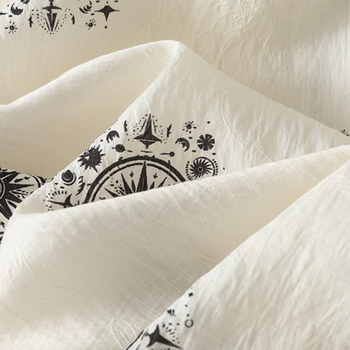 Buddha Stonesボヘミアンプリント天体柄レディースワイドレッグコットンパンツ（ポケット付き） - image 9