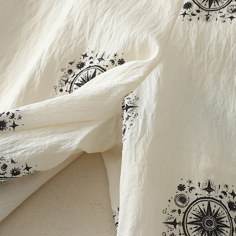 Buddha Stonesボヘミアンプリント天体柄レディースワイドレッグコットンパンツ（ポケット付き） - image 11