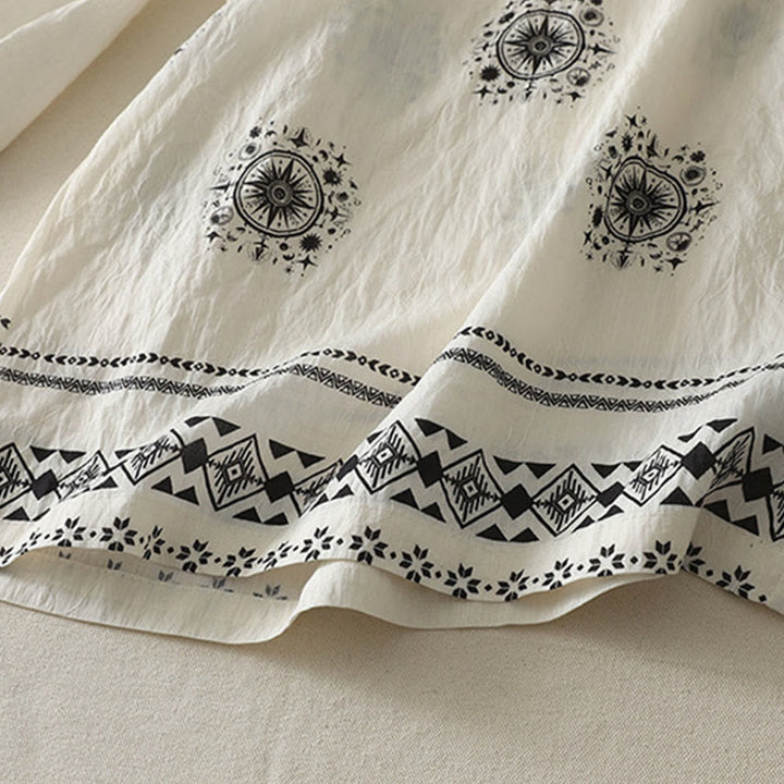 Buddha Stonesボヘミアンプリント天体柄レディースワイドレッグコットンパンツ（ポケット付き） - image 12