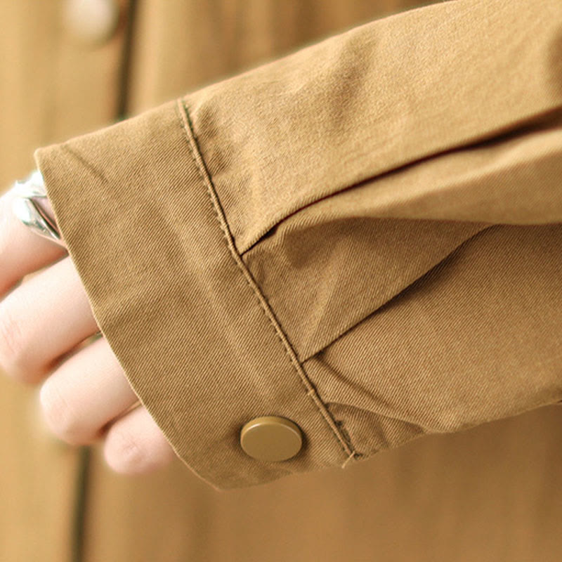 Buddha Stonesカジュアル通勤用ドローストリングパーカー レディース コットンリネン ジャケット ポケット付き - image 14