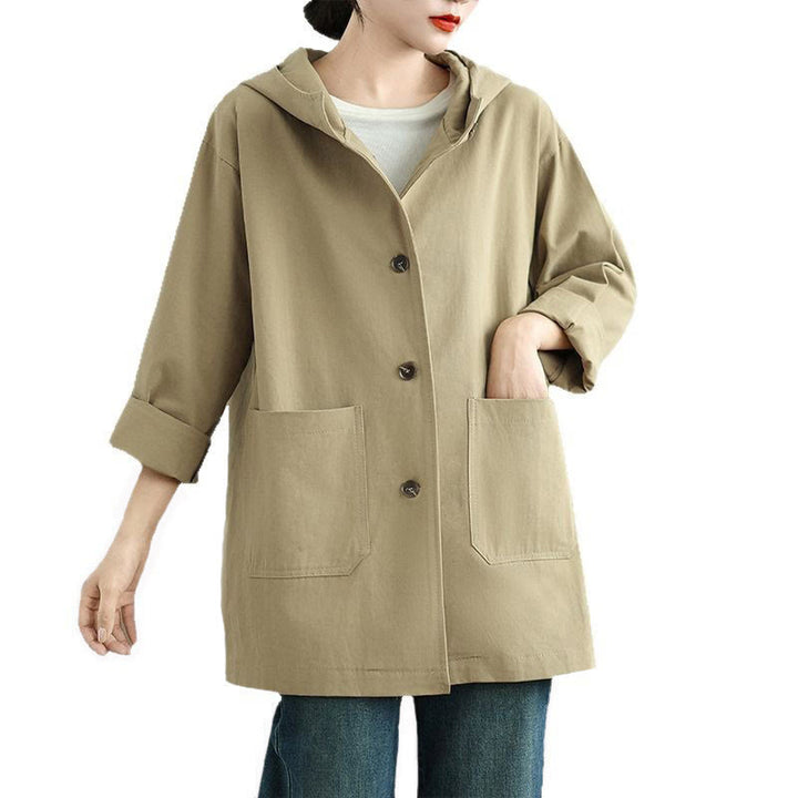 Buddha Stones秋冬ヴィンテージパーカー レディース コットンリネンジャケット フロントポケット付き - image 15