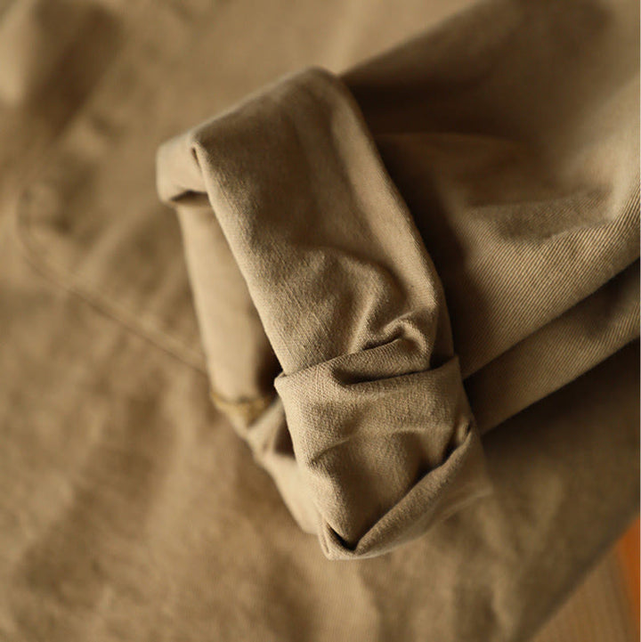 Buddha Stonesヴィンテージ カジュアル ピュアカラー ラペル レディース コットンジャケット ポケット付き - image 8