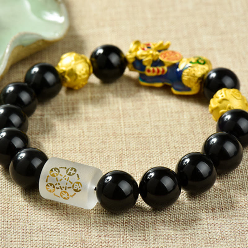 Buddha Stones風水 銅製PiXiu黒曜石 ビーズ開運財運ブレスレット - image 2