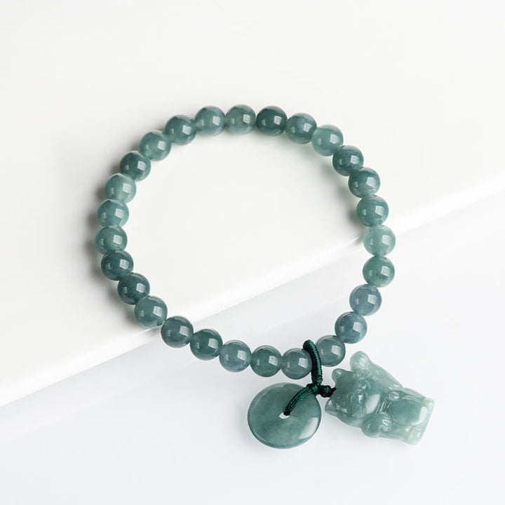 Buddha Stonesブルー翡翠平和のお守りチャーム招き猫豊かさブレスレット - image 11