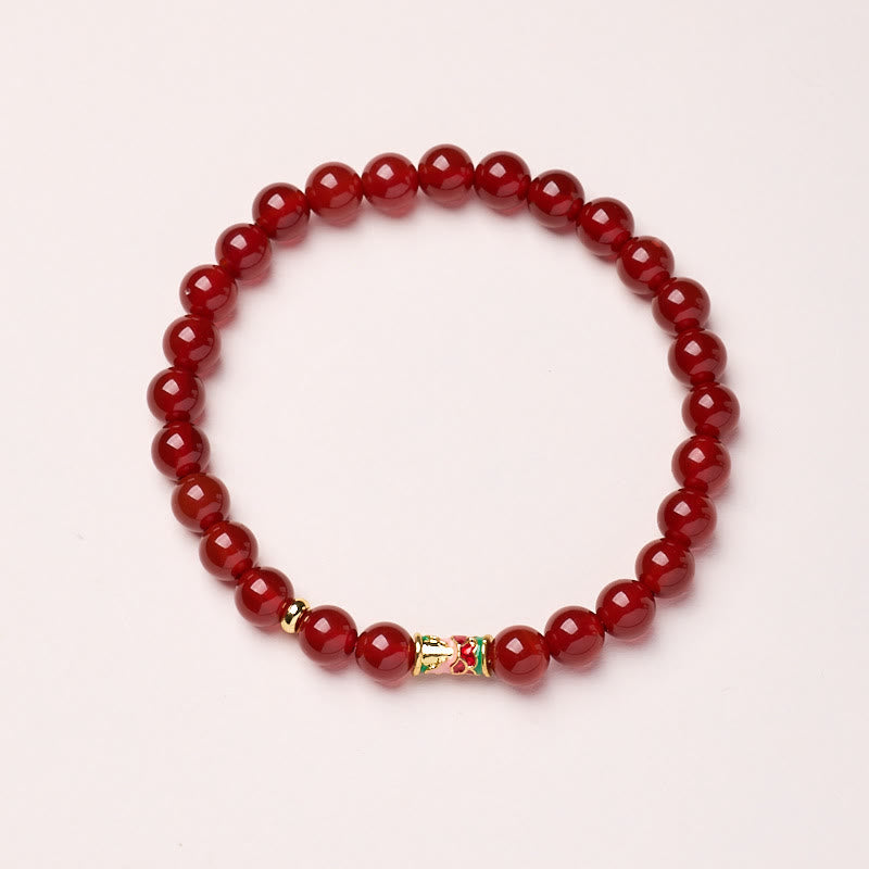 Buddha Stones天然赤鯉自信ブレスレット - 赤瑪瑙-6mm - image 1