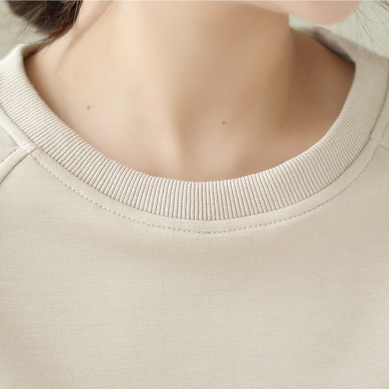 Buddha Stones秋 無地 クルーネック コットン プルオーバー レディース スウェットシャツ  - image 5