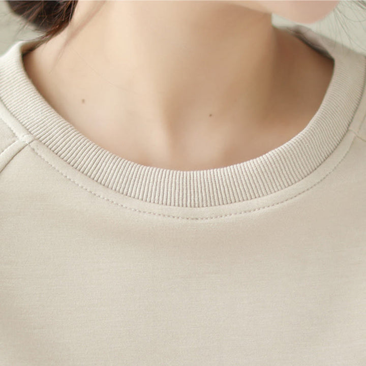 Buddha Stones秋 無地 クルーネック コットン プルオーバー レディース スウェットシャツ  - image 5