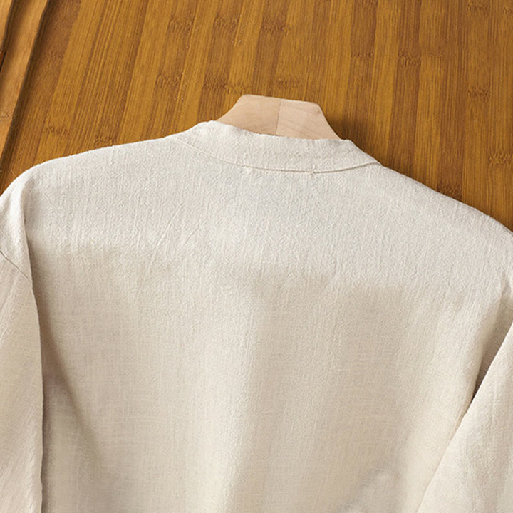 Buddha Stones春 無地 シンプル 裾スリットデザイン コットンリネン レディース シャツ - image 3