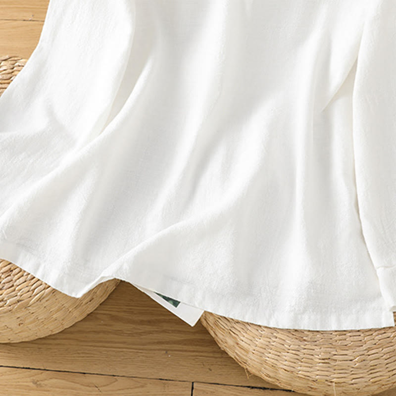 Buddha Stones春 無地 シンプル 裾スリットデザイン コットンリネン レディース シャツ - image 19