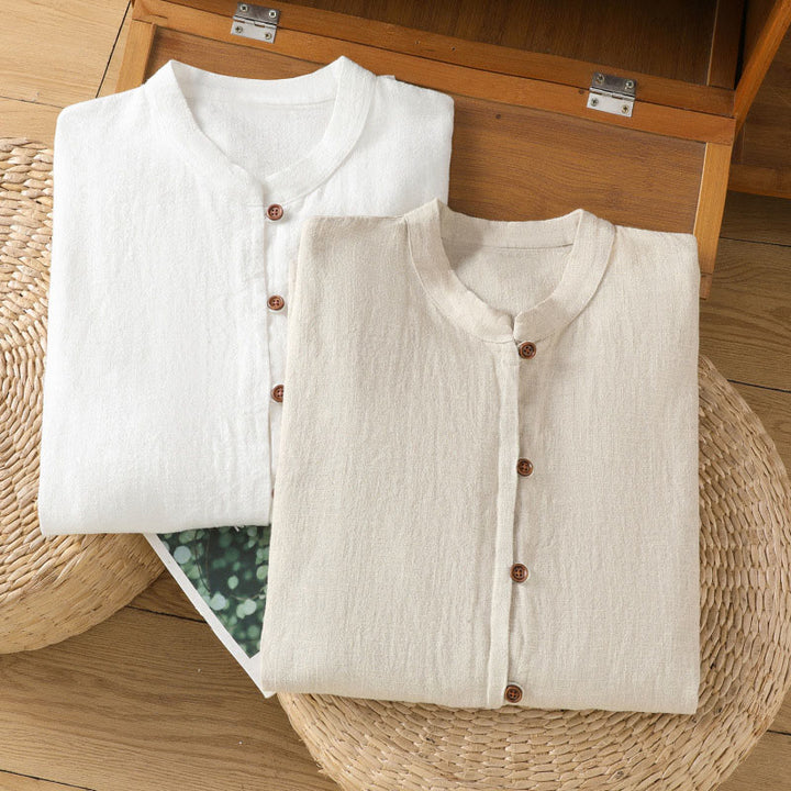 Buddha Stones春 無地 シンプル 裾スリットデザイン コットンリネン レディース シャツ - image 22