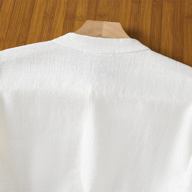 Buddha Stones春 無地 シンプル 裾スリットデザイン コットンリネン レディース シャツ - image 13