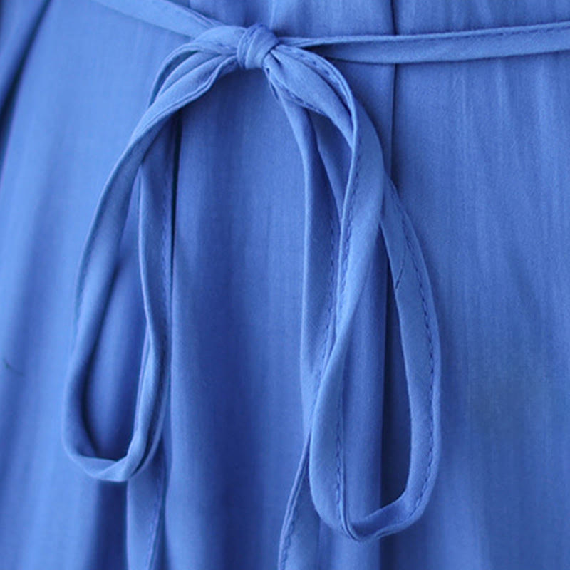 Buddha Stonesカジュアル プレーン クルーネック プリーツ ポリエステル ミディドレス ポケット付き - image 21