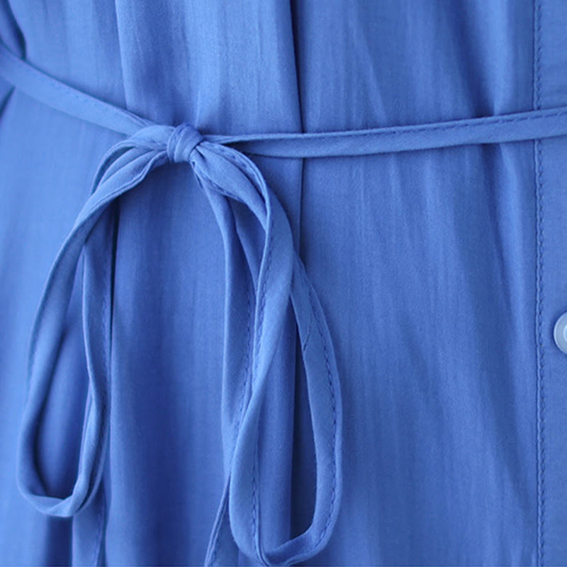 Buddha Stonesカジュアル プレーン クルーネック プリーツ ポリエステル ミディドレス ポケット付き - image 20