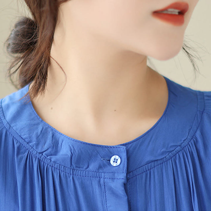 Buddha Stonesカジュアル プレーン クルーネック プリーツ ポリエステル ミディドレス ポケット付き - image 18