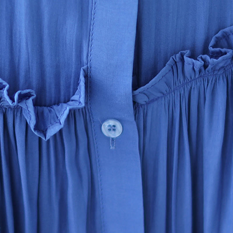 Buddha Stonesカジュアル プレーン クルーネック プリーツ ポリエステル ミディドレス ポケット付き - image 17