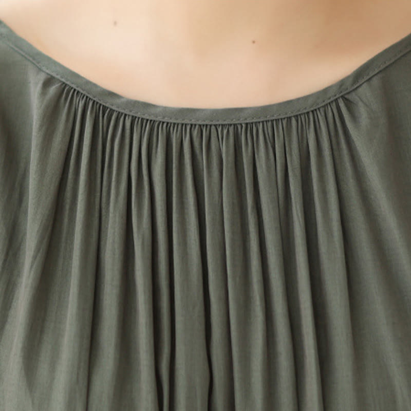 Buddha Stonesカジュアル 無地 両面スタイル ドレス シフォン ミディドレス ポケット付き - image 15