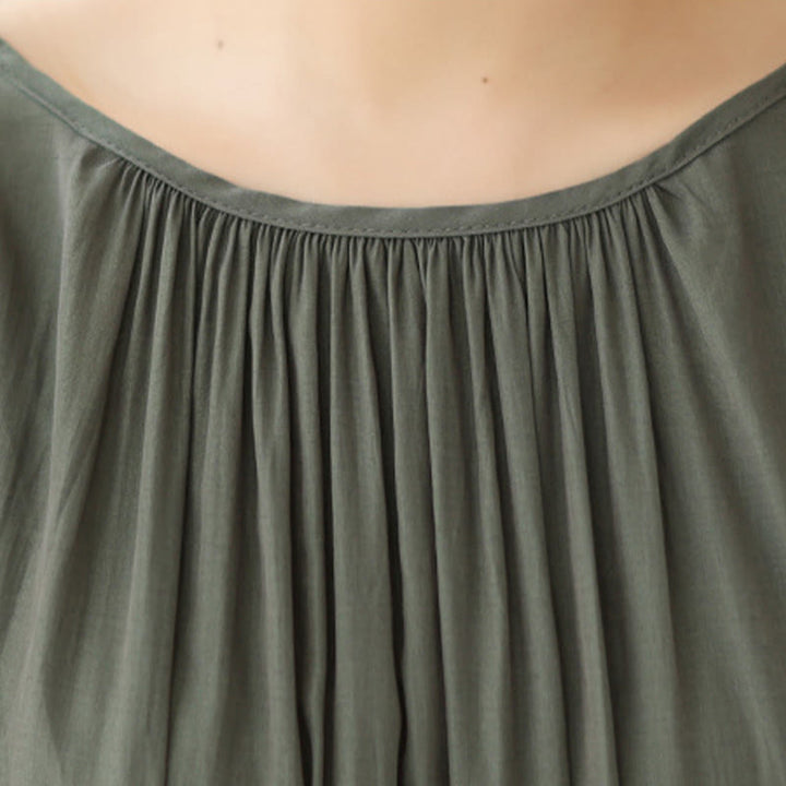 Buddha Stonesカジュアル 無地 両面スタイル ドレス シフォン ミディドレス ポケット付き - image 15