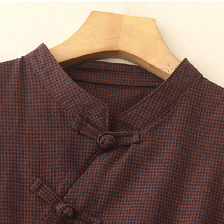 Buddha Stonesカジュアル 無地 フロッグボタン コットン ミディドレス ポケット付き - image 2