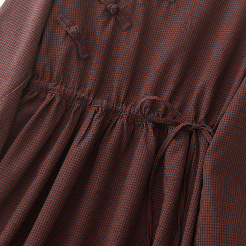 Buddha Stonesカジュアル 無地 フロッグボタン コットン ミディドレス ポケット付き - image 6