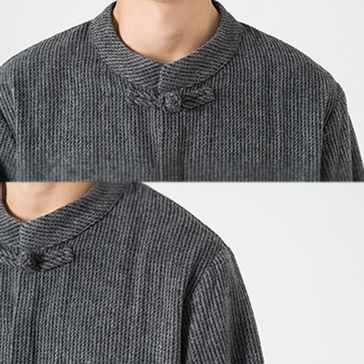 Buddha Stones長袖 カエルボタンデザイン メンズ コットンジャケット シャツ ポケット付き - image 9