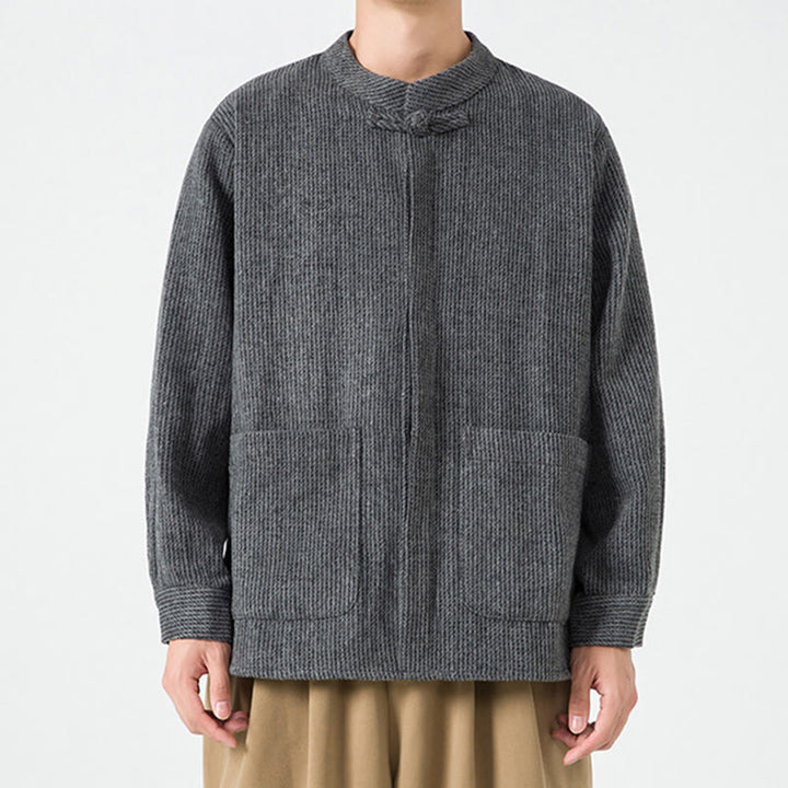 Buddha Stones長袖 カエルボタンデザイン メンズ コットンジャケット シャツ ポケット付き - image 8