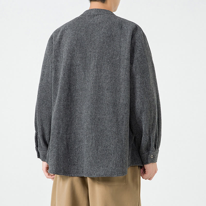 Buddha Stones長袖 カエルボタンデザイン メンズ コットンジャケット シャツ ポケット付き - image 4