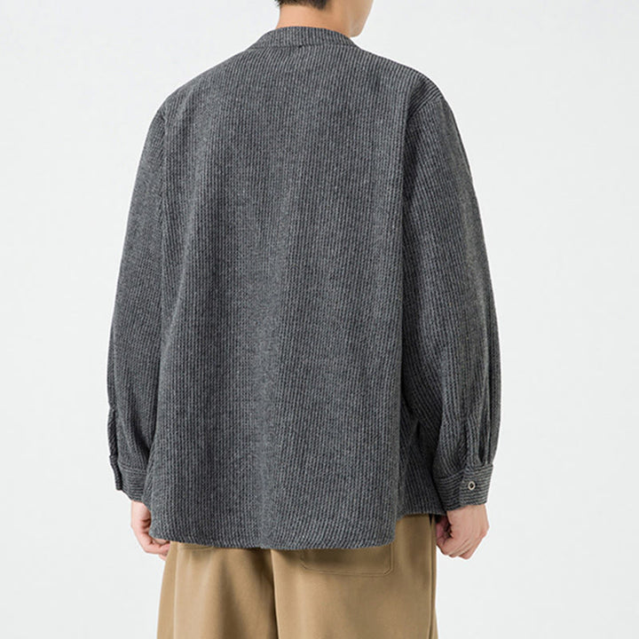 Buddha Stones長袖 カエルボタンデザイン メンズ コットンジャケット シャツ ポケット付き - image 4