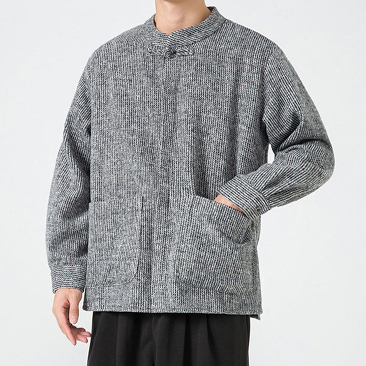 Buddha Stones長袖 カエルボタンデザイン メンズ コットンジャケット シャツ ポケット付き - image 16