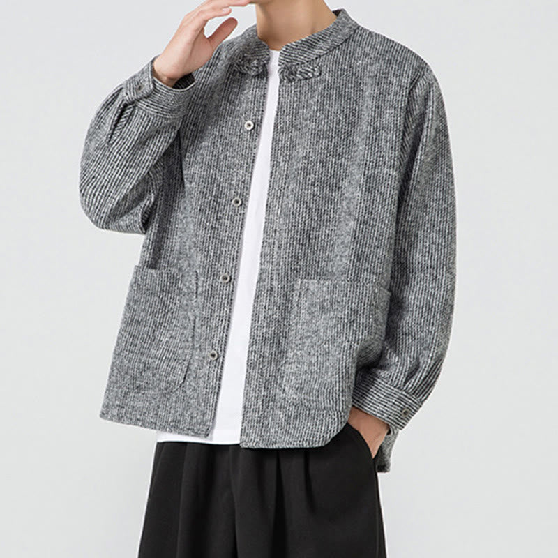 Buddha Stones長袖 カエルボタンデザイン メンズ コットンジャケット シャツ ポケット付き - image 13