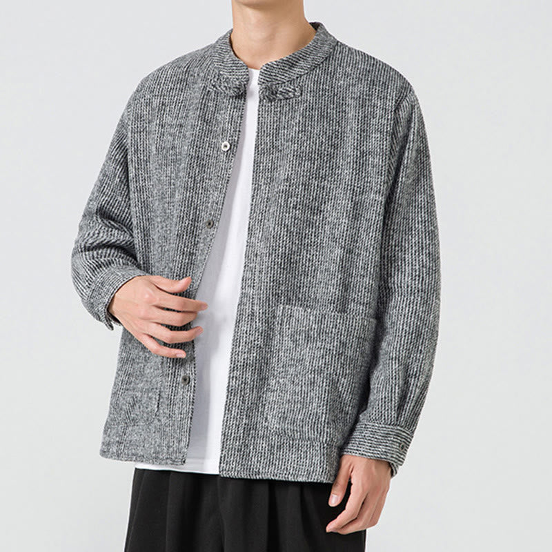 Buddha Stones長袖 カエルボタンデザイン メンズ コットンジャケット シャツ ポケット付き - image 12