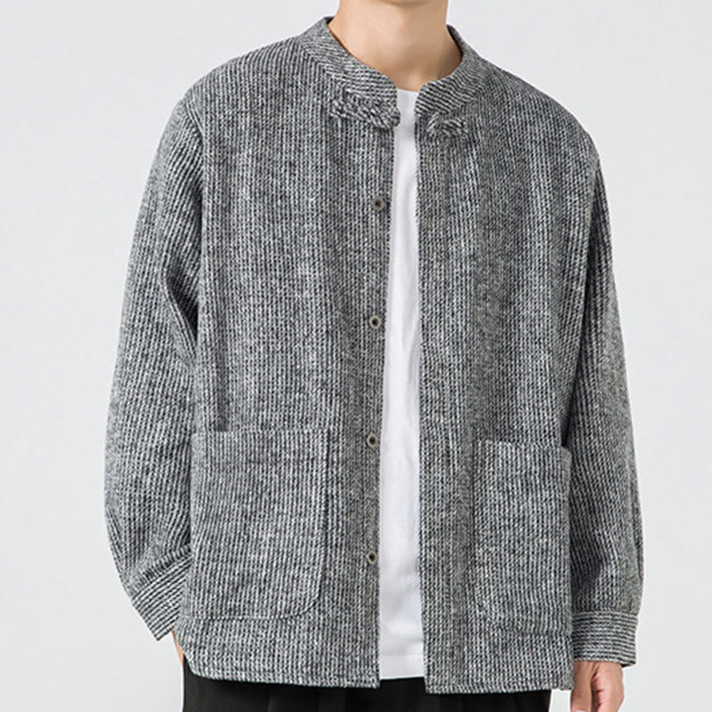 Buddha Stones長袖 カエルボタンデザイン メンズ コットンジャケット シャツ ポケット付き - image 11