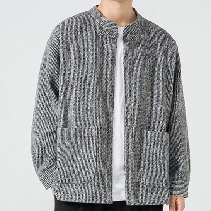 Buddha Stones長袖 カエルボタンデザイン メンズ コットンジャケット シャツ ポケット付き - image 11