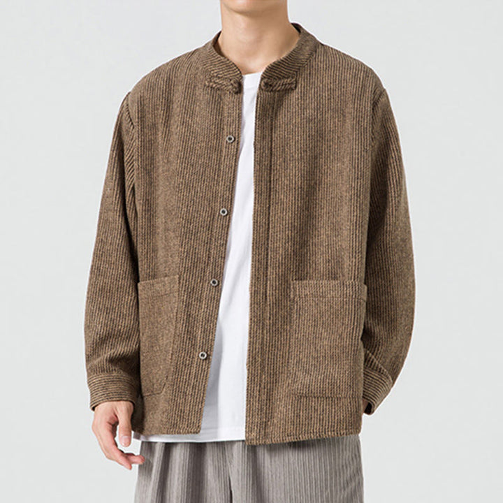 Buddha Stones長袖 カエルボタンデザイン メンズ コットンジャケット シャツ ポケット付き - image 20