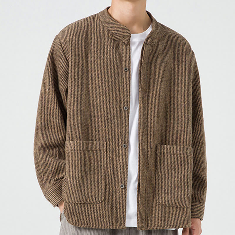 Buddha Stones長袖 カエルボタンデザイン メンズ コットンジャケット シャツ ポケット付き - image 24