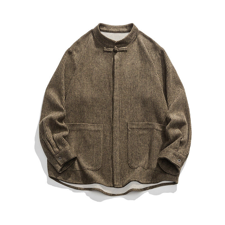 Buddha Stones長袖 カエルボタンデザイン メンズ コットンジャケット シャツ ポケット付き - ダークゴールデンロッド - US/UK/AU46、 EU56 (5XL) - image 19