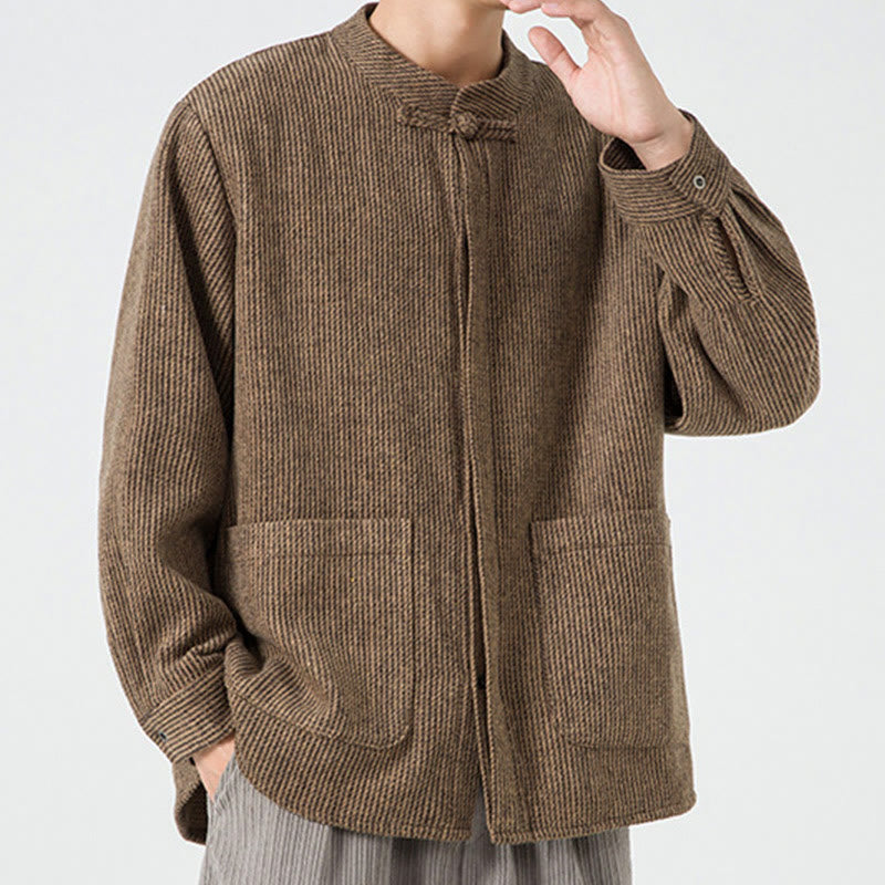 Buddha Stones長袖 カエルボタンデザイン メンズ コットンジャケット シャツ ポケット付き - image 22