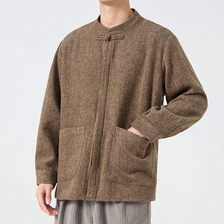 Buddha Stones長袖 カエルボタンデザイン メンズ コットンジャケット シャツ ポケット付き - image 27