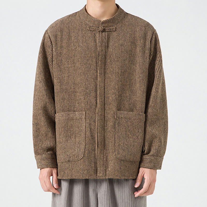 Buddha Stones長袖 カエルボタンデザイン メンズ コットンジャケット シャツ ポケット付き - image 26